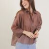 CAMICIA SEMITRASPARENTE DALLA LINEA AMPIA - Dark Brown, TU