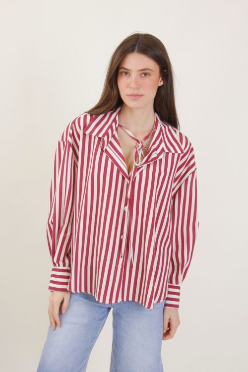 CAMICIA IN TESSUTO EFFETTO CREPE A RIGHE
