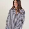 CAMICIA IN TESSUTO EFFETTO CREPE A RIGHE - Blu, TU