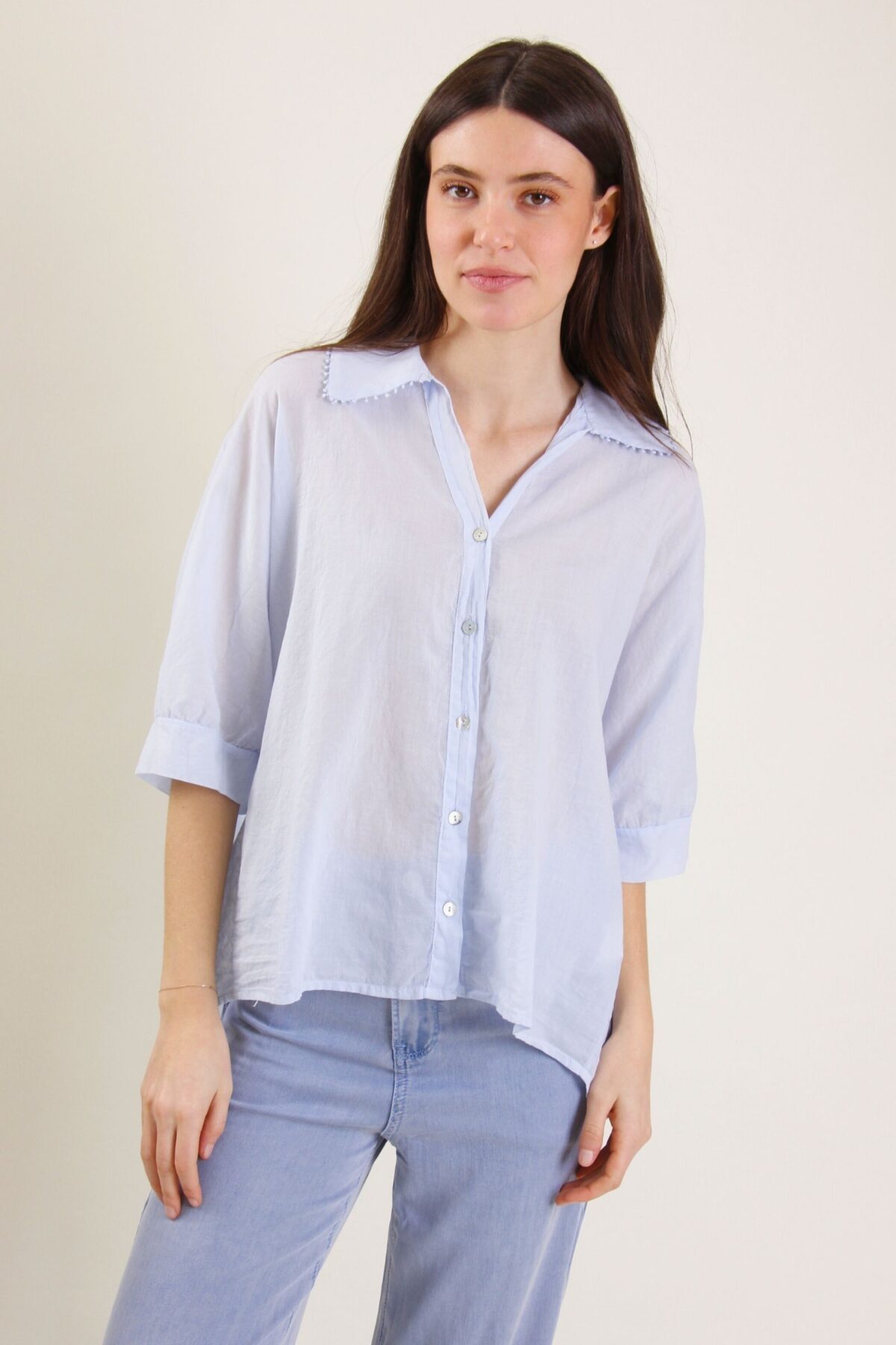 CAMICIA IN COTONE SEMITRASPARENTE