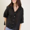 CAMICIA IN COTONE SEMITRASPARENTE - Black, TU