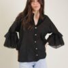 CAMICIA CON MANICHE A BALZE - Black, TU
