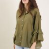 CAMICIA CON MANICHE A BALZE - Sage Green, TU