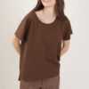 T-SHIRT IN COTONE ASIMMETRICA - Moka, TU