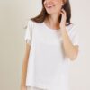 T-SHIRT IN COTONE ASIMMETRICA - Bianco, TU