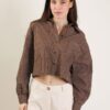 CAMICIA A RIGHE CROPPED - Moka, TU