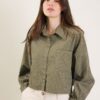 CAMICIA A RIGHE CROPPED - Sage Green, TU