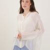 CAMICIA IN MISTO SETA CON SCOLLO ALLA COREANA - Burro, TU