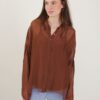 CAMICIA IN MISTO SETA CON SCOLLO ALLA COREANA - Moro, TU