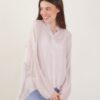 CAMICIA IN MISTO SETA CON SCOLLO ALLA COREANA - Rosa, TU