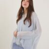 CAMICIA IN MISTO SETA CON SCOLLO ALLA COREANA - Silver, TU