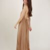 ABITO LUNGO IN MISTO SETA CON SCOLLO ALL'AMERICANA - Beige, TU