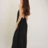 ABITO LUNGO IN MISTO SETA CON SCOLLO ALL'AMERICANA - Black, TU