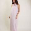 ABITO LUNGO IN MISTO SETA CON SCOLLO ALL'AMERICANA - Rose, TU