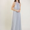 ABITO LUNGO IN MISTO SETA CON SCOLLO ALL'AMERICANA - Silver, TU