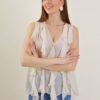 BLUSA IN MISTO SETA SENZA MANICHE CON VOLANT - Burro, TU