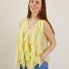 BLUSA IN MISTO SETA SENZA MANICHE CON VOLANT - Yellow, TU