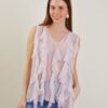 BLUSA IN MISTO SETA SENZA MANICHE CON VOLANT - Rose, TU