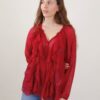 CAMICIA IN MISTO SETA CON ROUCHES - Bordeaux, TU