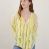 CAMICIA IN MISTO SETA CON ROUCHES - Yellow, TU