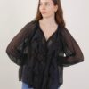 CAMICIA IN MISTO SETA CON ROUCHES - Black, TU