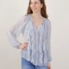 CAMICIA IN MISTO SETA CON ROUCHES - Silver, TU
