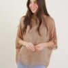 BLUSA IN MISTO SETA CON MANICA AMPIA - Beige, TU
