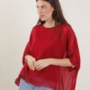 BLUSA IN MISTO SETA CON MANICA AMPIA - Bordeaux, TU