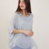 BLUSA IN MISTO SETA CON MANICA AMPIA - Silver, TU