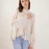 BLUSA IN MISTO SETA CON VOLANT - Burro, TU