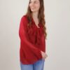 BLUSA LEGGERA IN MISTO SETA CON ROUCHES - Bordeaux, TU