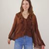 BLUSA LEGGERA IN MISTO SETA CON ROUCHES - Moro, TU