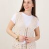 GILET IN CROCHET CON MICRO PAILLETTES - Beige, TU