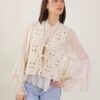GILET CROCHET CON LACCETTI - Beige, TU
