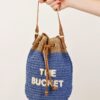BORSA A SECCHIELLO CON RICAMO - Blue, TU