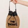 BORSA A SECCHIELLO CON RICAMO - Cammello, TU