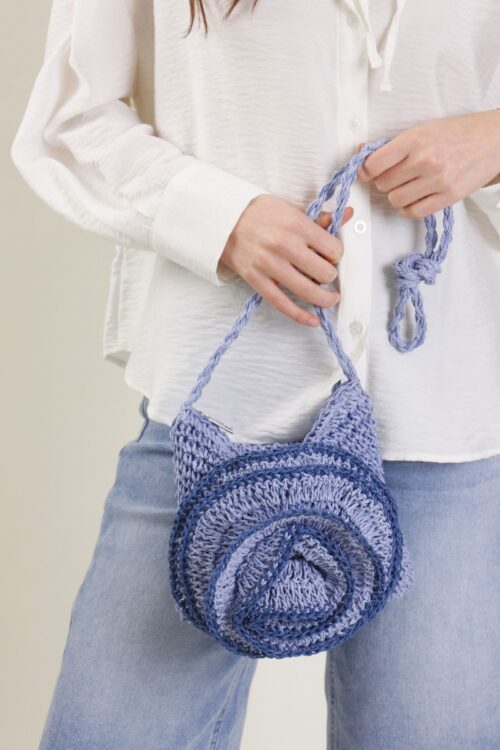 BORSA A TRACOLLA IN RAFIA CON FIORE APPLICATO