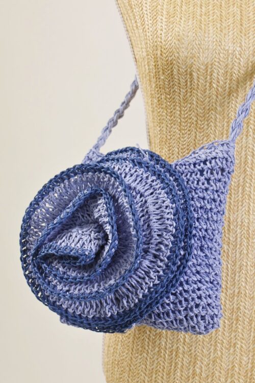 Alternative view of BORSA A TRACOLLA IN RAFIA CON FIORE APPLICATO