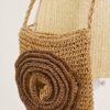 BORSA A TRACOLLA IN RAFIA CON FIORE APPLICATO - Cammello, TU