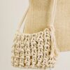 BORSA A SPALLA IN CORDA INTRECCIATA CON ZIP - Beige, TU