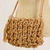 BORSA A SPALLA IN CORDA INTRECCIATA CON ZIP - Cammello, TU