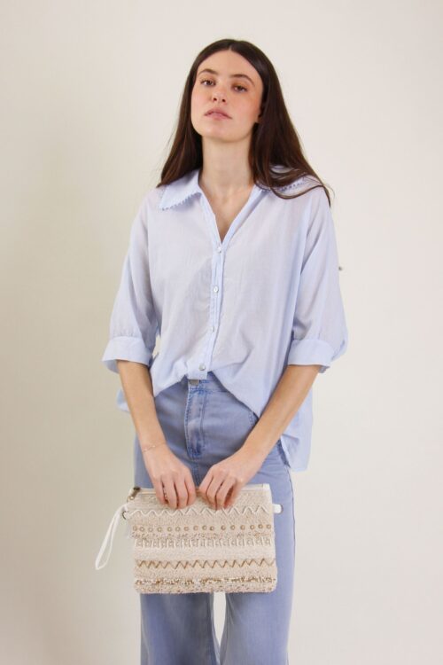 Alternative view of POCHETTE RICAMATA CON PERLINE