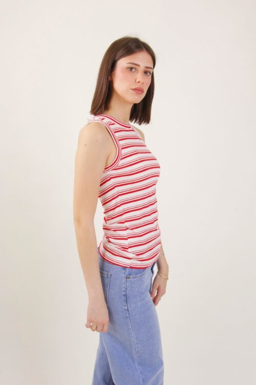 Alternative view of CANOTTA IN MAGLIA A COSTINE CON RIGHE