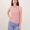 CANOTTA IN MAGLIA A COSTINE CON RIGHE - Rosso, TU