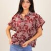 CAMICIA A SCATOLETTA CON RICAMO FLOREALE - Bordeaux, TU