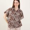 CAMICIA A SCATOLETTA CON RICAMO FLOREALE - Dark Brown, TU