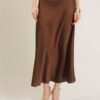 GONNA LUNGA SATIN - Dark Brown, TU