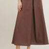 GONNA MIDI CON PIEGA FRONTALE - Dark Brown, TU