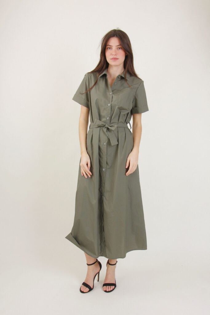 SOLID COLOR LONG SHIRT DRESS 