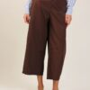 PANTALONI IN POPELINE CON TAGLIO CROPPED - Dark Brown, TU